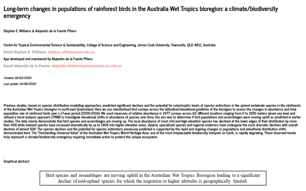 Screenshot of Bird population trends